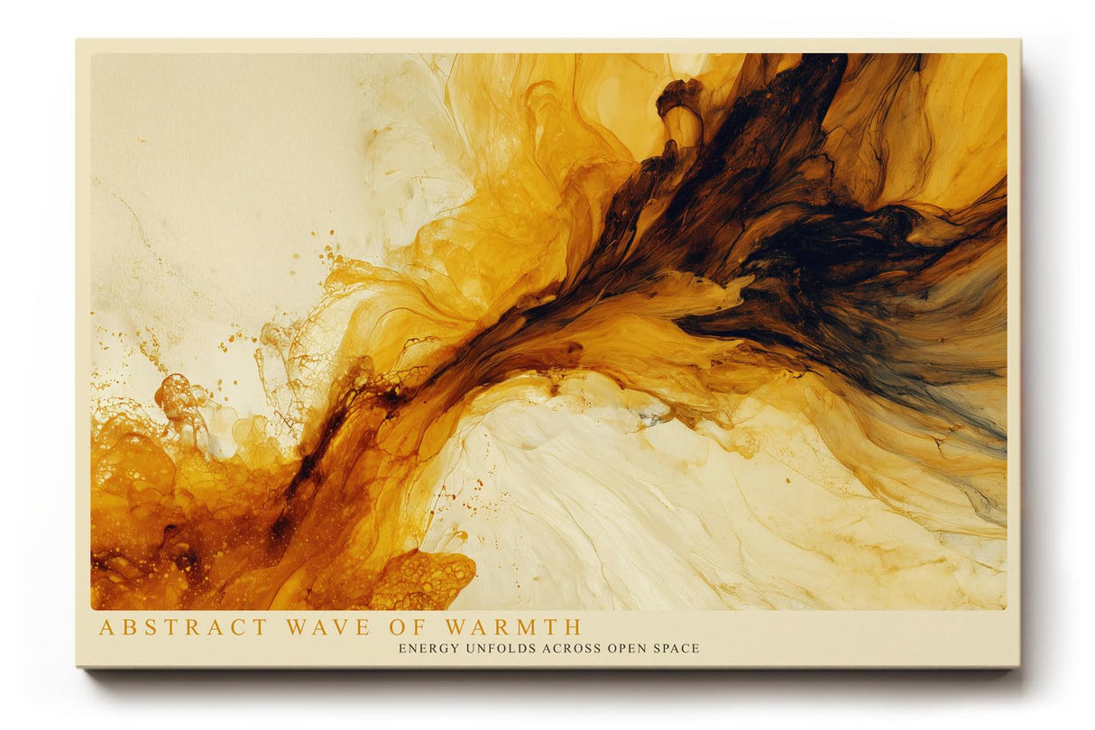 Paul Sinus Wandbild 120x80cm abstrakte goldene Welle modern beige braun Kunst Kunstdruck grosses Kunstbild elegante Wanddekoration fuer Wohnzimmer Büro
