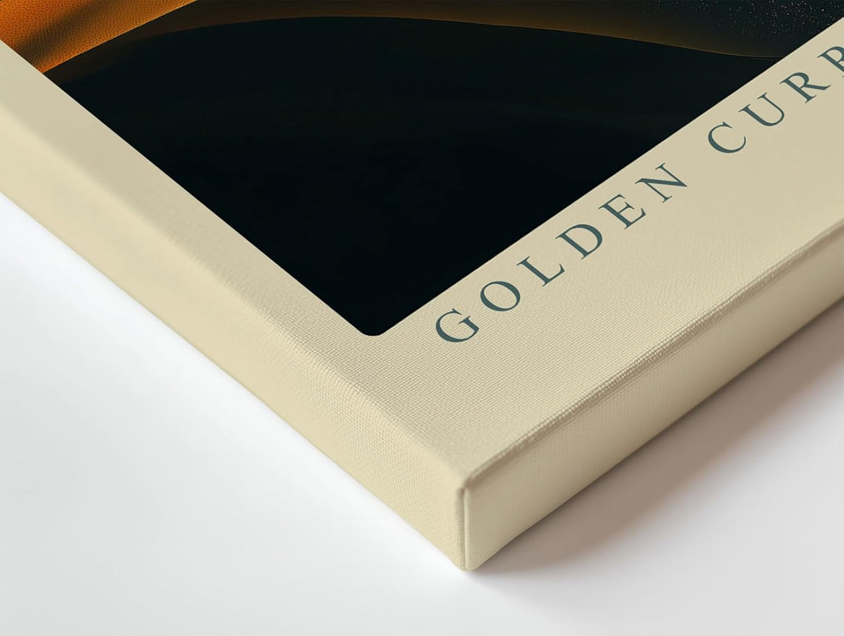 Paul Sinus Wandbild 120x80cm Abstrakte Goldene Wellen Moderne Kunst in Blau und Gold für Wohnzimmer Büro Schlafzimmer