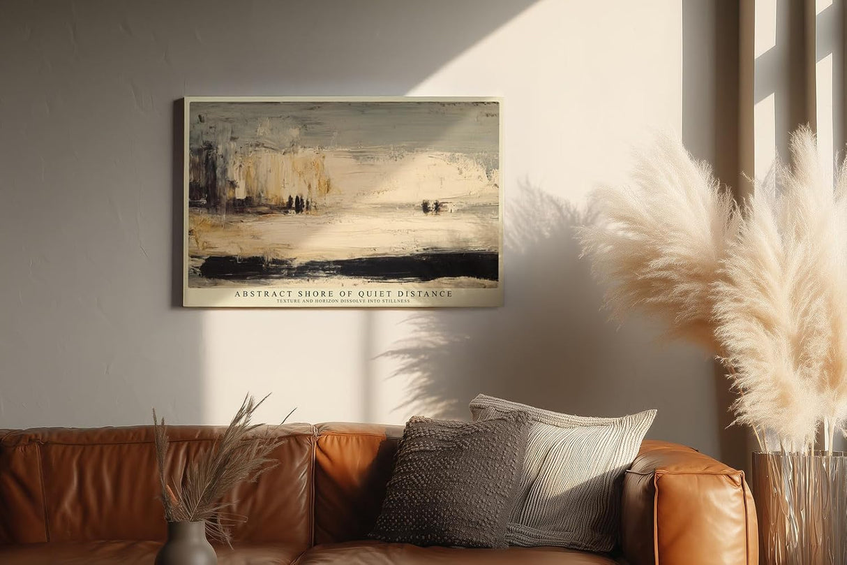 Paul Sinus Wandbild 120x80cm Abstrakte Kueste minimalistische Landschaft moderne Kunst Wanddekoration beige schwarz Wohnzimmer Schlafzimmer
