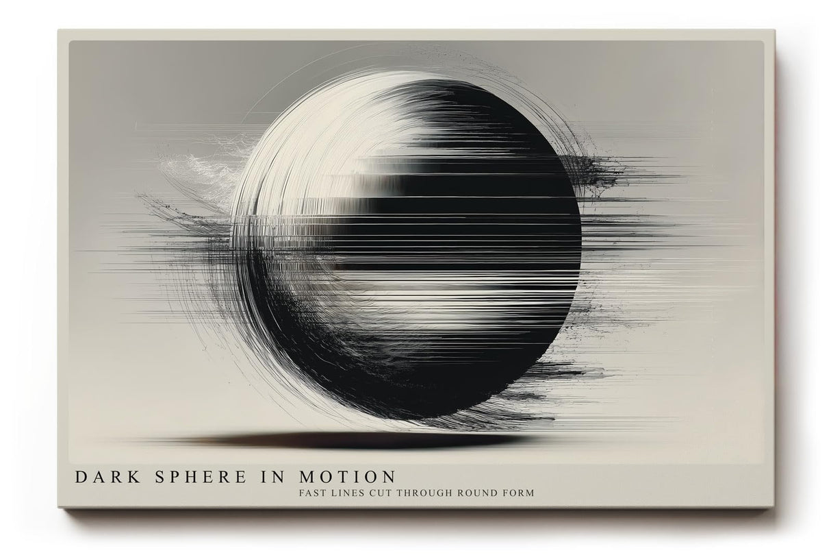 Paul Sinus Wandbild 120x80cm abstrakte Kugel Bewegung moderne minimalistische Kunst schwarz weiss grafische Linien Kunstdruck stilvolle Wanddekoration fuer Wohnzimmer Büro Flur