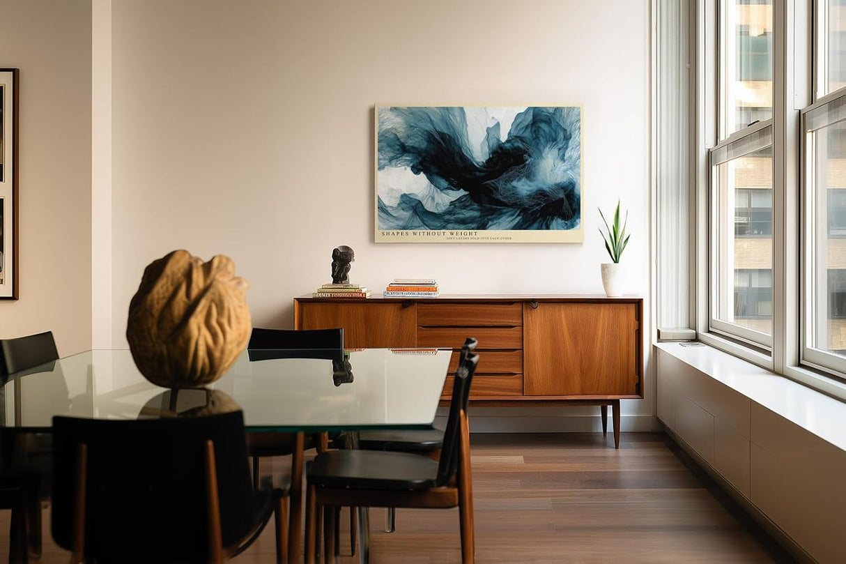 Paul Sinus Wandbild 120x80cm abstrakte Kunst blau schwarz moderne Bewegungskunst Kunstdruck grosses Wandbild 120x80cm elegante Wanddekoration fuer Wohnzimmer Büro