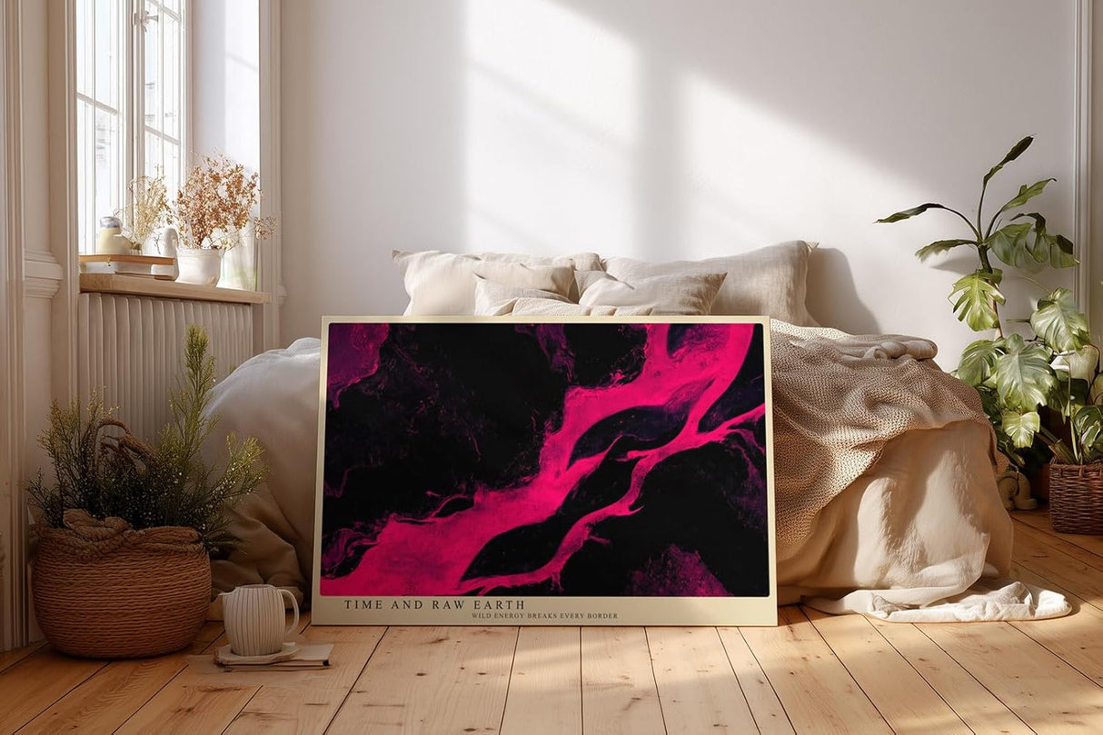 Paul Sinus Wandbild 120x80cm abstrakte Kunst schwarz pink moderne Struktur fließende Farben zeitgenössisches Kunstbild moderne
