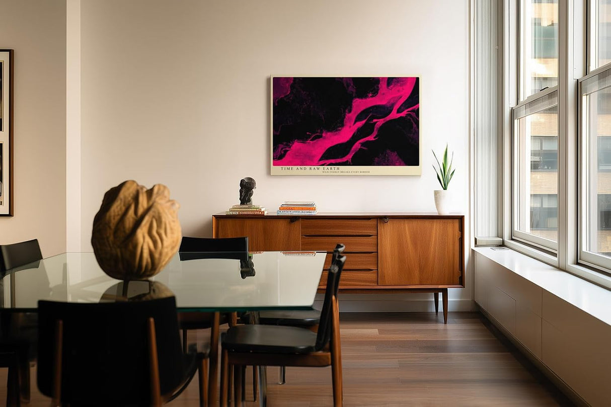 Paul Sinus Wandbild 120x80cm abstrakte Kunst schwarz pink moderne Struktur fließende Farben zeitgenössisches Kunstbild moderne