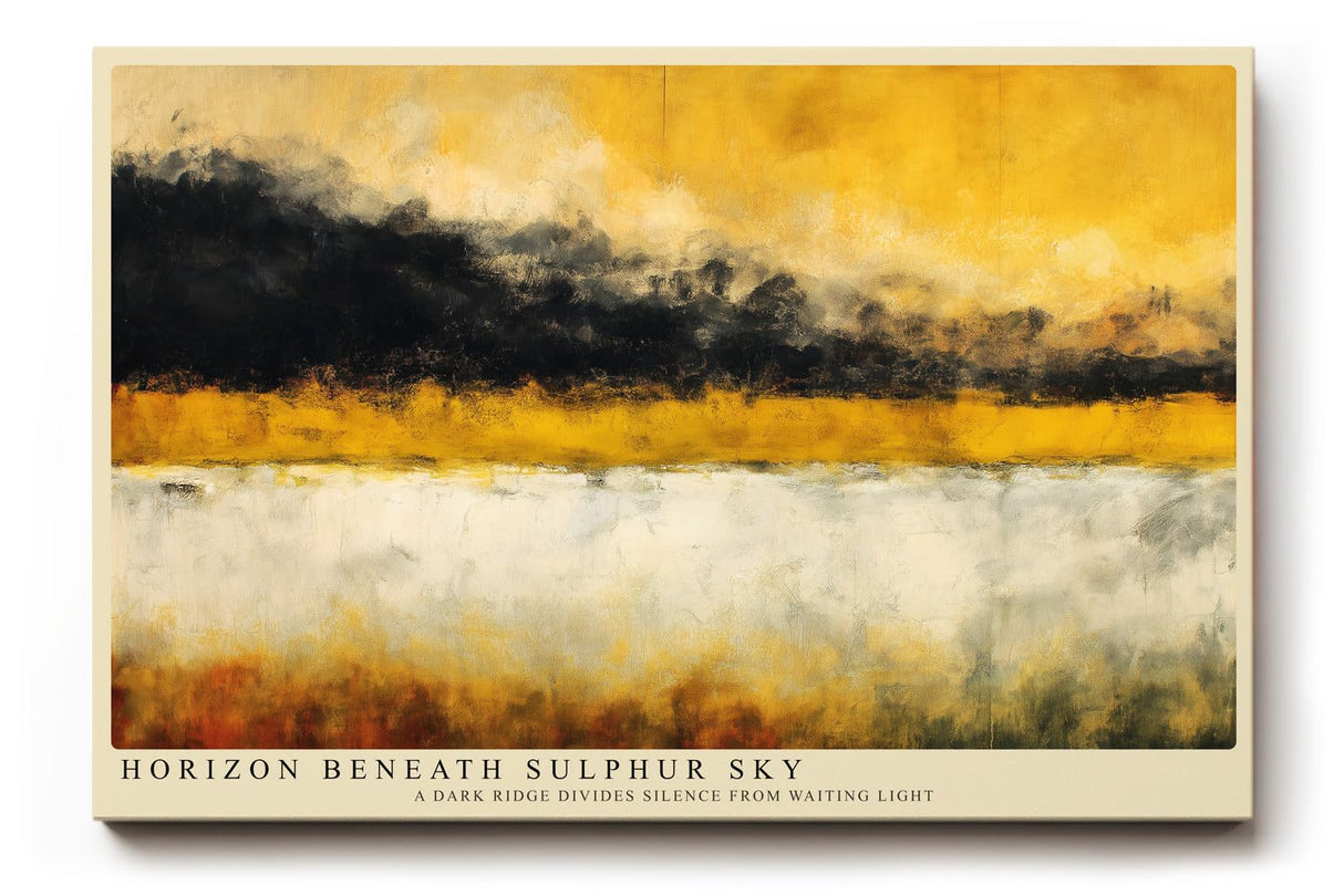 Paul Sinus Wandbild 120x80cm Abstrakte Landschaft Gelb Schwarz Moderne Kunst Horizont Komposition mit starken Kontrasten