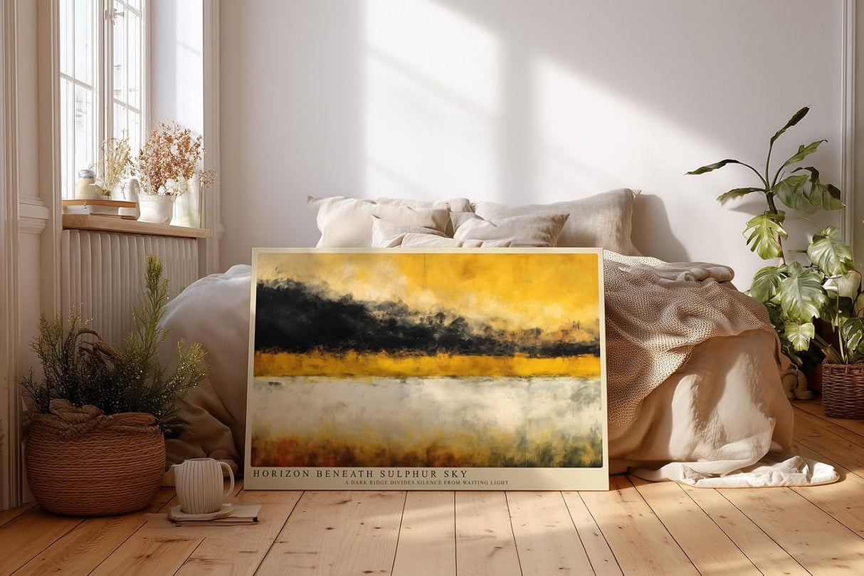 Paul Sinus Wandbild 120x80cm Abstrakte Landschaft Gelb Schwarz Moderne Kunst Horizont Komposition mit starken Kontrasten