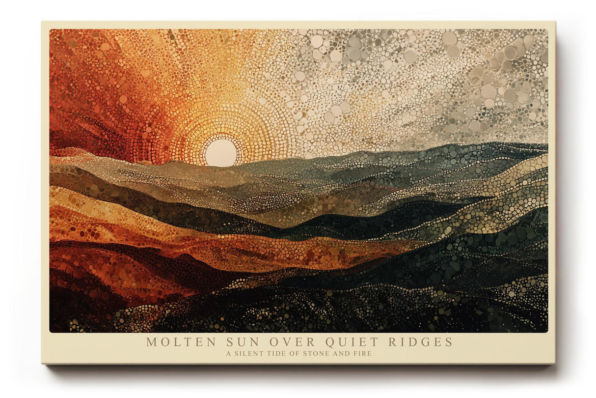 Paul Sinus Wandbild 120x80cm Abstrakte Landschaft Sonne Berge Kunstmotiv Moderne Naturkomposition mit warmen Erdtoenen