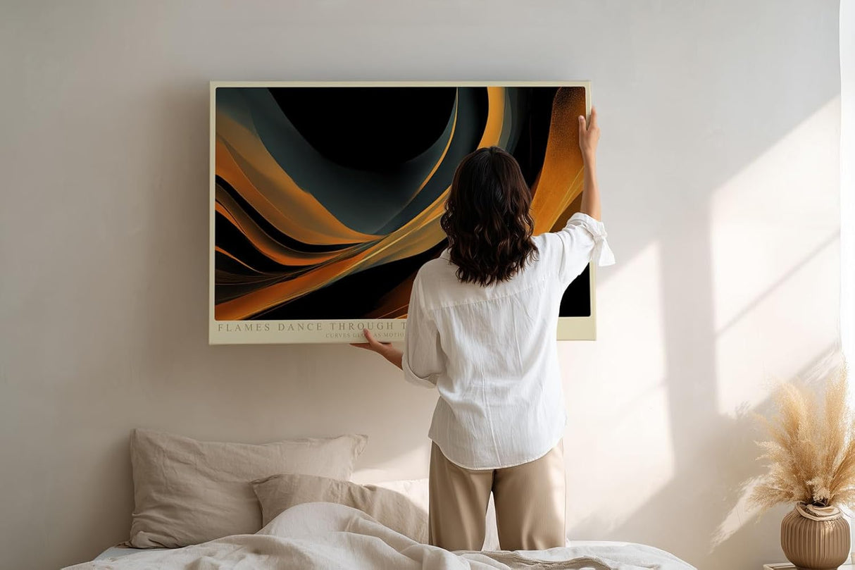 Paul Sinus Wandbild 120x80cm Abstrakte Lichtwellen in Gold und Schwarz moderne Designkunst