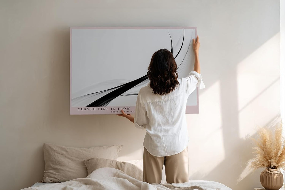 Paul Sinus Wandbild 120x80cm abstrakte Linien modern schwarz weiss minimalistische Kunst dynamische Kurve Kunstdruck stilvolle Wanddekoration fuer Wohnzimmer Büro Flur