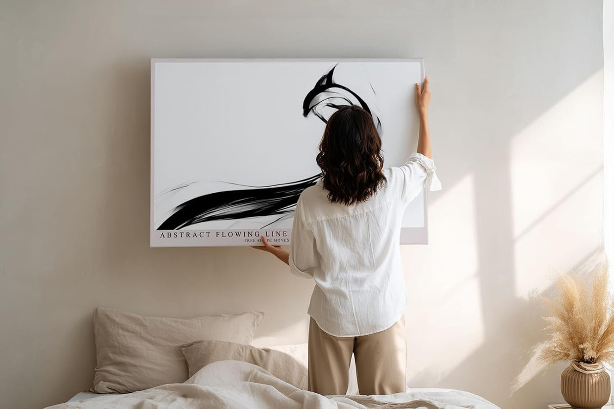 Paul Sinus Wandbild 120x80cm abstrakte Linien moderne minimalistische Kunst schwarz weiss dynamische Form Kunstdruck stilvolle Wanddekoration fuer Wohnzimmer Büro Flur