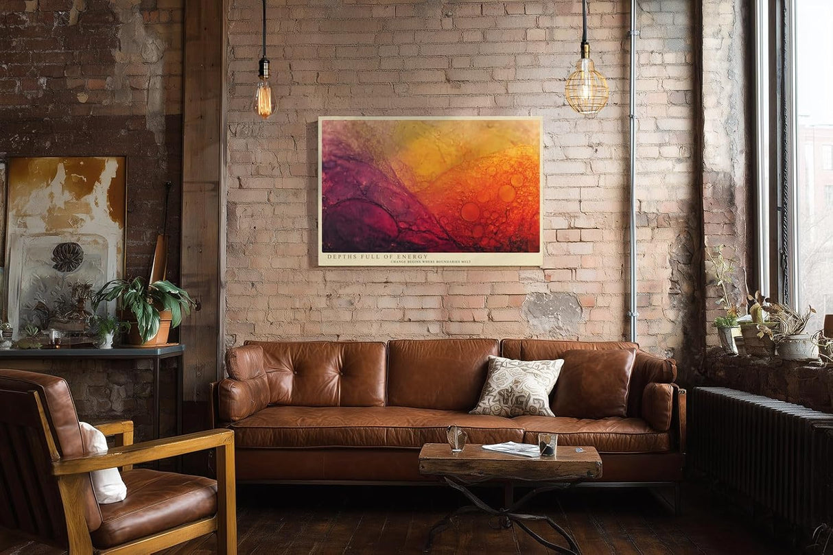 Paul Sinus Wandbild 120x80cm abstrakte Makrostruktur in Rot Orange fließende Formen moderne Kunst stilvolle Wanddekoration fuer Wohnzimmer Büro