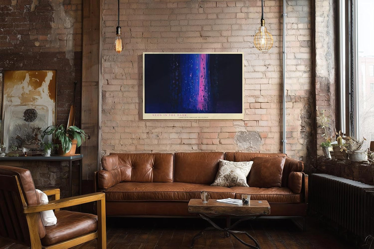 Paul Sinus Wandbild 120x80cm abstrakte Neonfarben in Blau und Pink moderne Lichtkunst mystisches Kunstbild stilvolle Wanddekoration für Wohnzimmer Büro Atelier