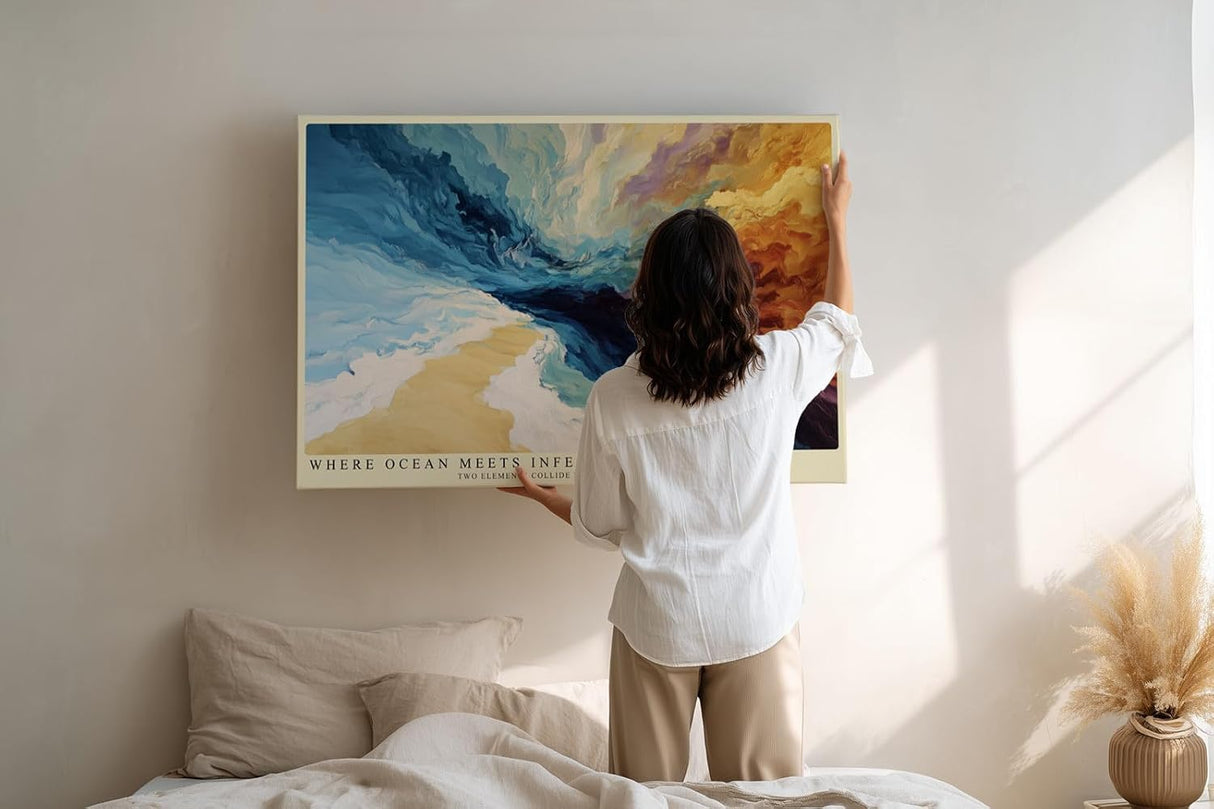 Paul Sinus Wandbild 120x80cm Abstrakte Ozean Landschaft Moderne Kunst Farbexplosion Himmel und Meer Komposition