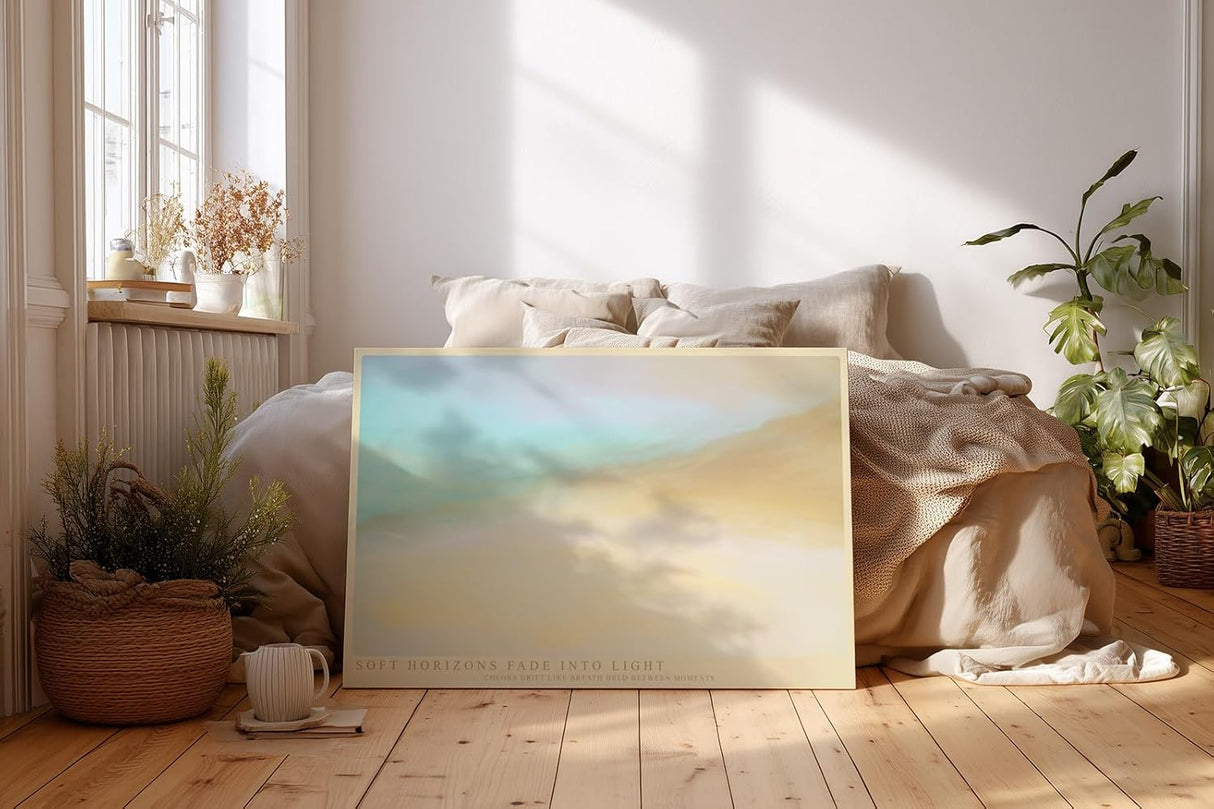 Paul Sinus Wandbild 120x80cm Abstrakte Pastell Landschaft mit sanften Farbverlaeufen moderne ruhige Kunst