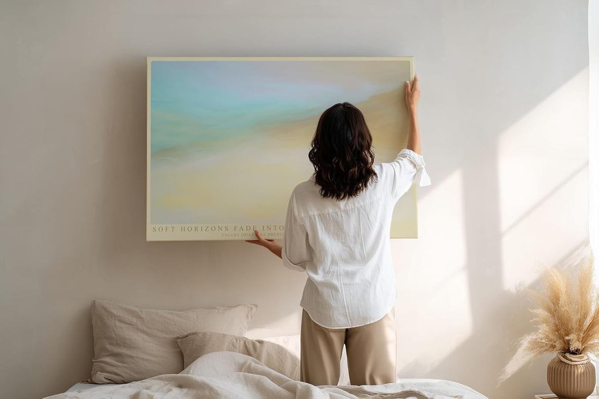 Paul Sinus Wandbild 120x80cm Abstrakte Pastell Landschaft mit sanften Farbverlaeufen moderne ruhige Kunst