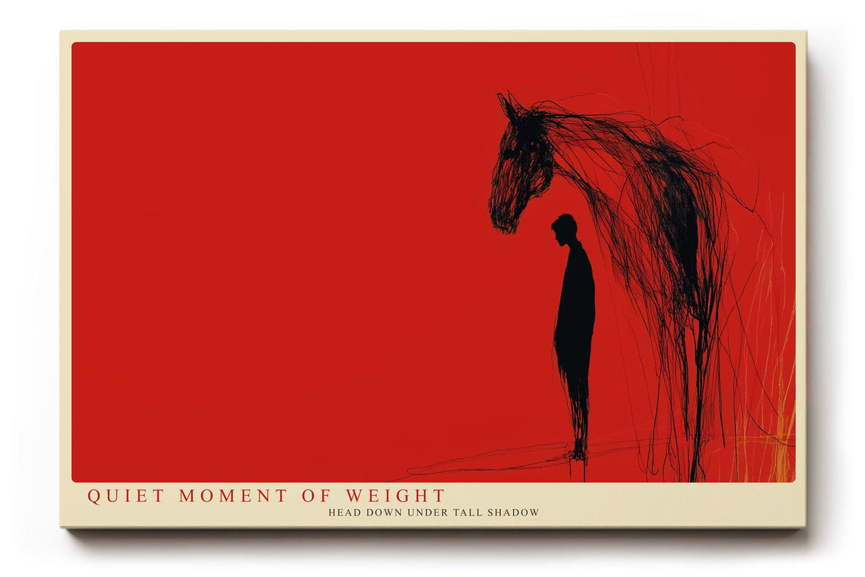 Paul Sinus Wandbild 120x80cm abstrakte Pferd und Mensch Illustration rotes Kunstposter moderne symbolische Kunst Wanddekoration fuer Wohnzimmer Büro Atelier