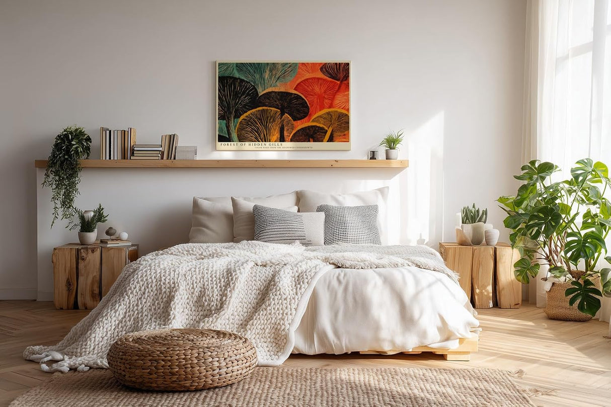 Paul Sinus Wandbild 120x80cm Abstrakte Pilze Farbenreiche Naturkunst Modernes Waldmotiv fuer Wohnzimmer Esszimmer und kreative Wohnräume