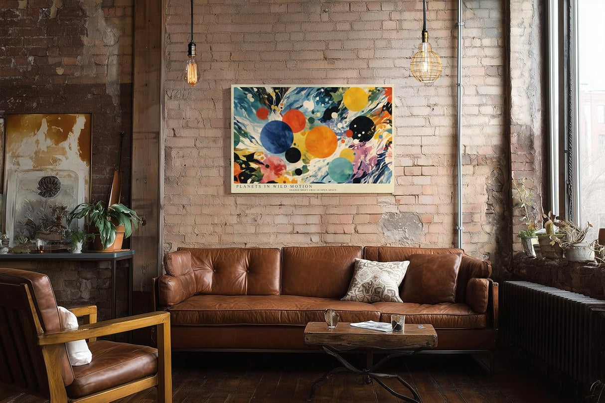 Paul Sinus Wandbild 120x80cm Abstrakte Planeten Kunst Bunte Kosmische Formen Moderne Illustration für Wohnzimmer Büro und Atelier