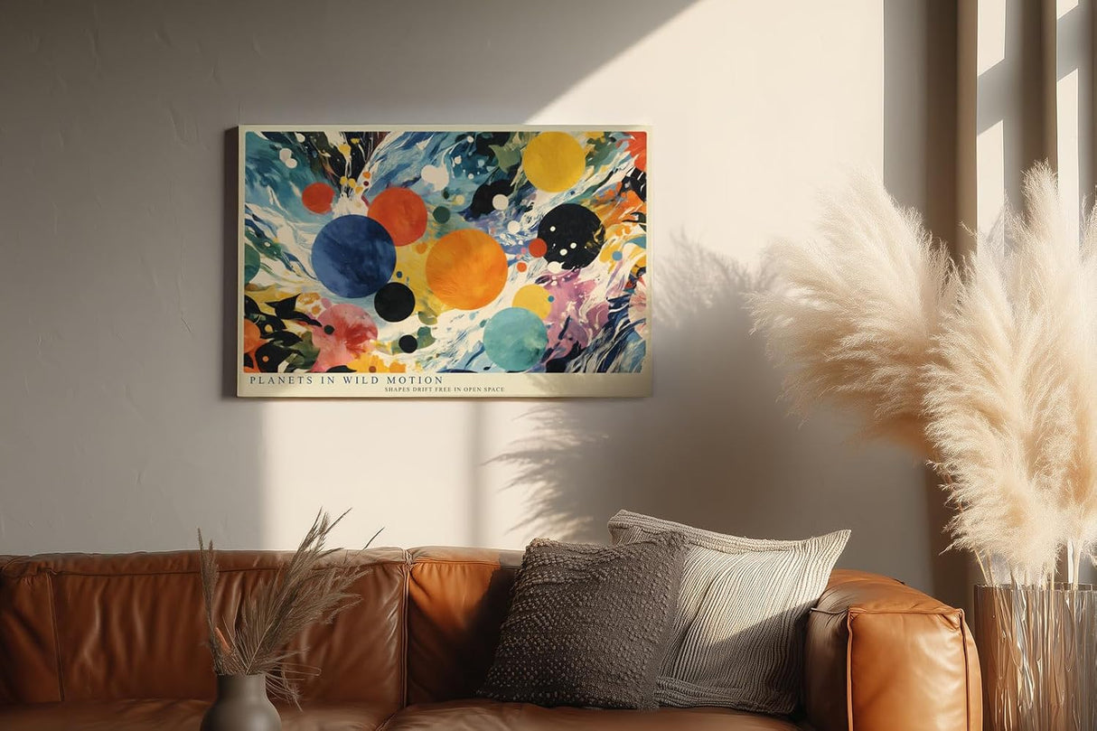 Paul Sinus Wandbild 120x80cm Abstrakte Planeten Kunst Bunte Kosmische Formen Moderne Illustration für Wohnzimmer Büro und Atelier