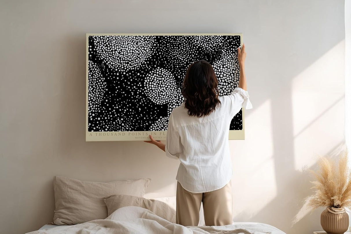 Paul Sinus Wandbild 120x80cm Abstrakte Punktkomposition Schwarz Weiss moderne grafische Kunst mit dynamischem Muster