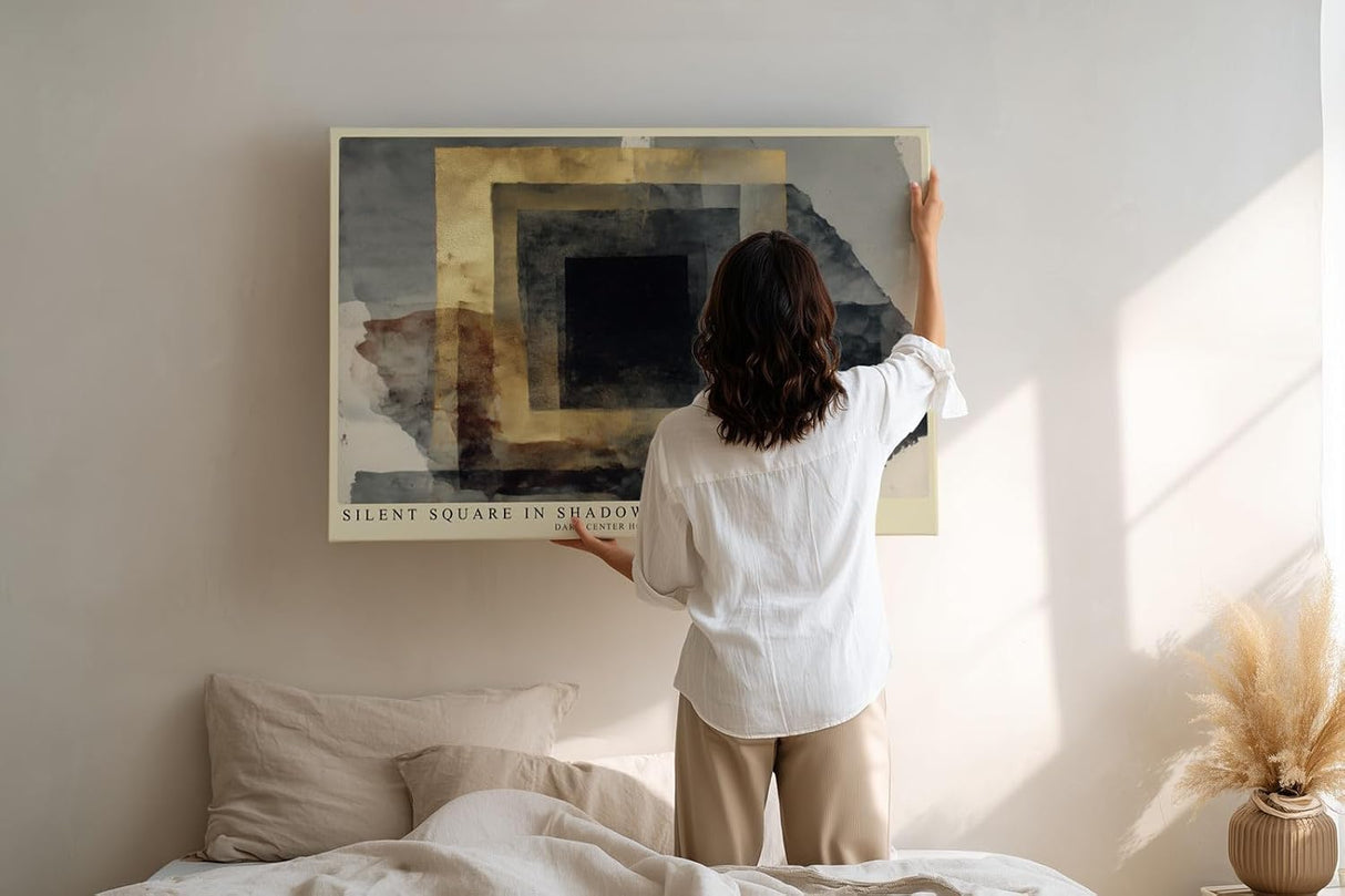 Paul Sinus Wandbild 120x80cm Abstrakte Quadrate im Schatten – Modernes geometrisches Kunstmotiv mit minimalistischem Design