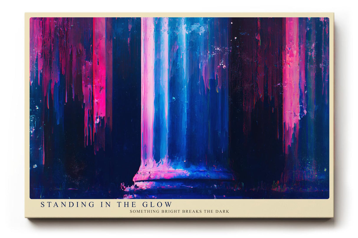 Paul Sinus Wandbild 120x80cm abstrakte Säule im Neonlicht moderne Architektur Kunst in Blau Pink und Violett stilvolles Kunstbild für Wohnzimmer Büro Atelier