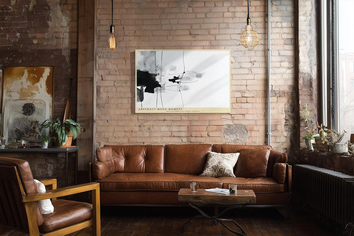 Paul Sinus Wandbild 120x80cm abstrakte Schwarz Weiss Kunst minimalistische Tusche Linien moderne Monochrom Malerei stilvolles Kunstbild für Wohnzimmer Büro Flur