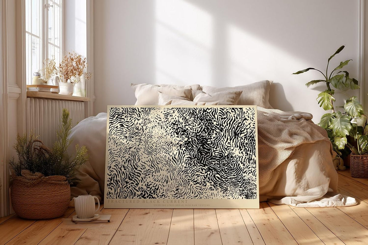 Paul Sinus Wandbild 120x80cm Abstrakte Schwarz Weiss Linienstruktur Moderne Kunst Minimalistisches Grafikmotiv für Wohnzimmer Büro Flur