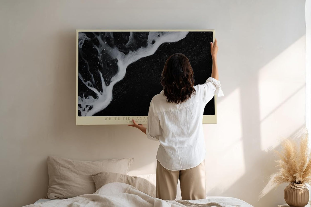 Paul Sinus Wandbild 120x80cm Abstrakte Schwarz Weiss Meeresstruktur moderne Minimal Art Natur Wanddekoration