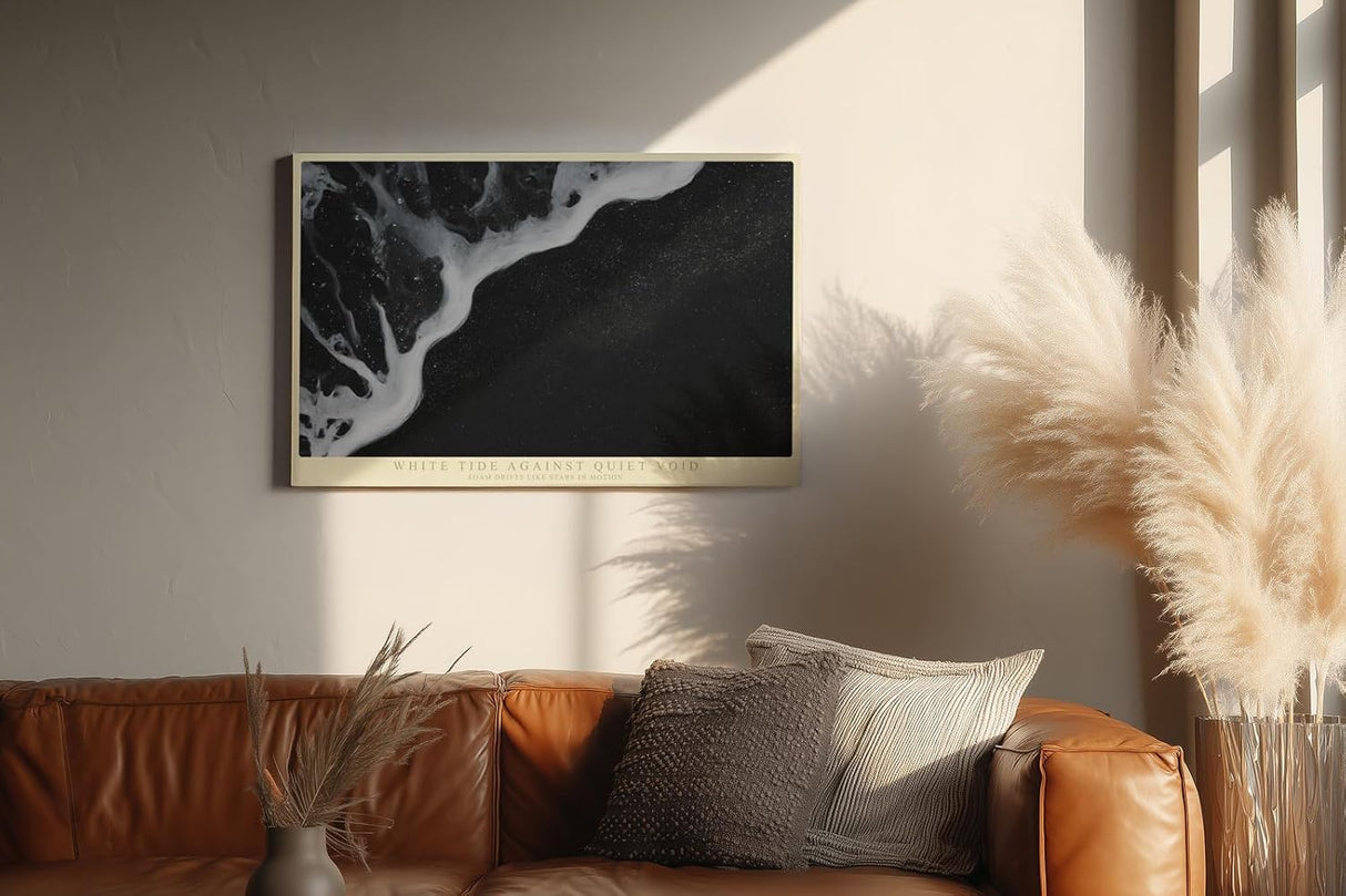 Paul Sinus Wandbild 120x80cm Abstrakte Schwarz Weiss Meeresstruktur moderne Minimal Art Natur Wanddekoration