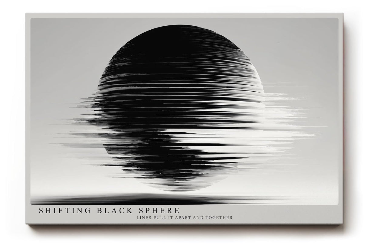 Paul Sinus Wandbild 120x80cm Abstrakte Schwarze Kugel Moderne Minimalistische Kunst Schwarz Weiss Linien Effekt Kunstdruck Poster Grosse Wanddekoration fuer Wohnzimmer Büro