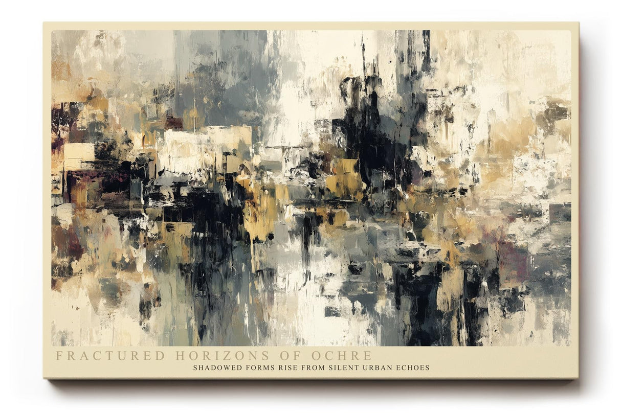 Paul Sinus Wandbild 120x80cm Abstrakte Stadtlandschaft in Beige Schwarz und Ocker Modernes Kunstbild