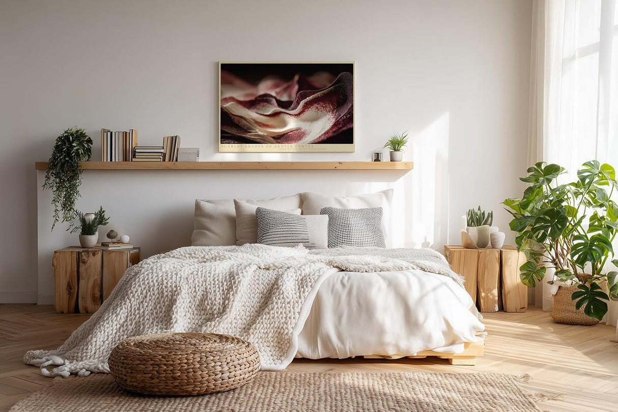 Paul Sinus Wandbild 120x80cm Abstrakte Stofflandschaft in Rot und Creme moderne Texturkunst