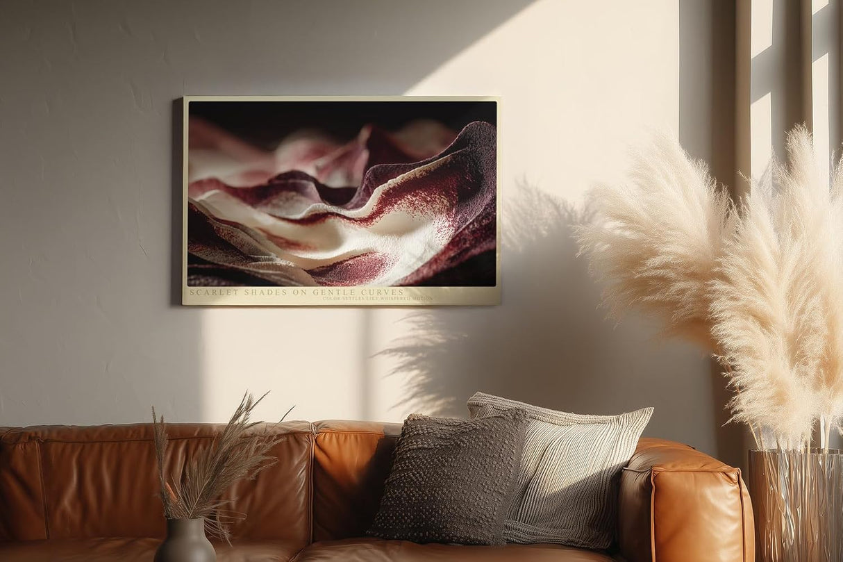 Paul Sinus Wandbild 120x80cm Abstrakte Stofflandschaft in Rot und Creme moderne Texturkunst