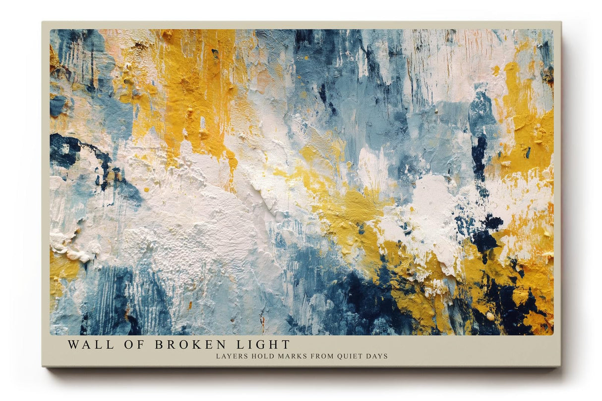 Paul Sinus Wandbild 120x80cm Abstrakte Struktur Kunst in Blau Weiß und Gold Moderne Textur Malerei für Wohnzimmer Büro und Flur
