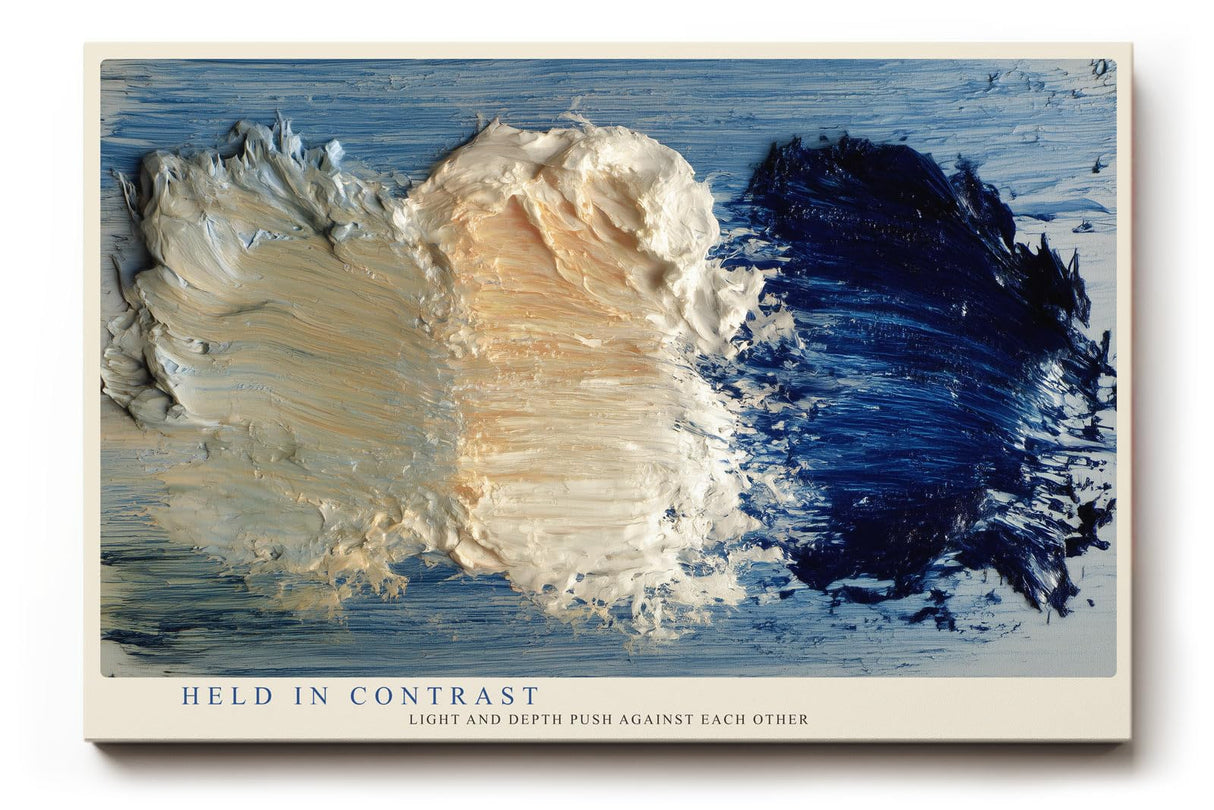 Paul Sinus Wandbild 120x80cm abstrakte Strukturmalerei blau weiss moderne Kunst Kontrastdesign Wanddekoration fuer Wohnzimmer Büro