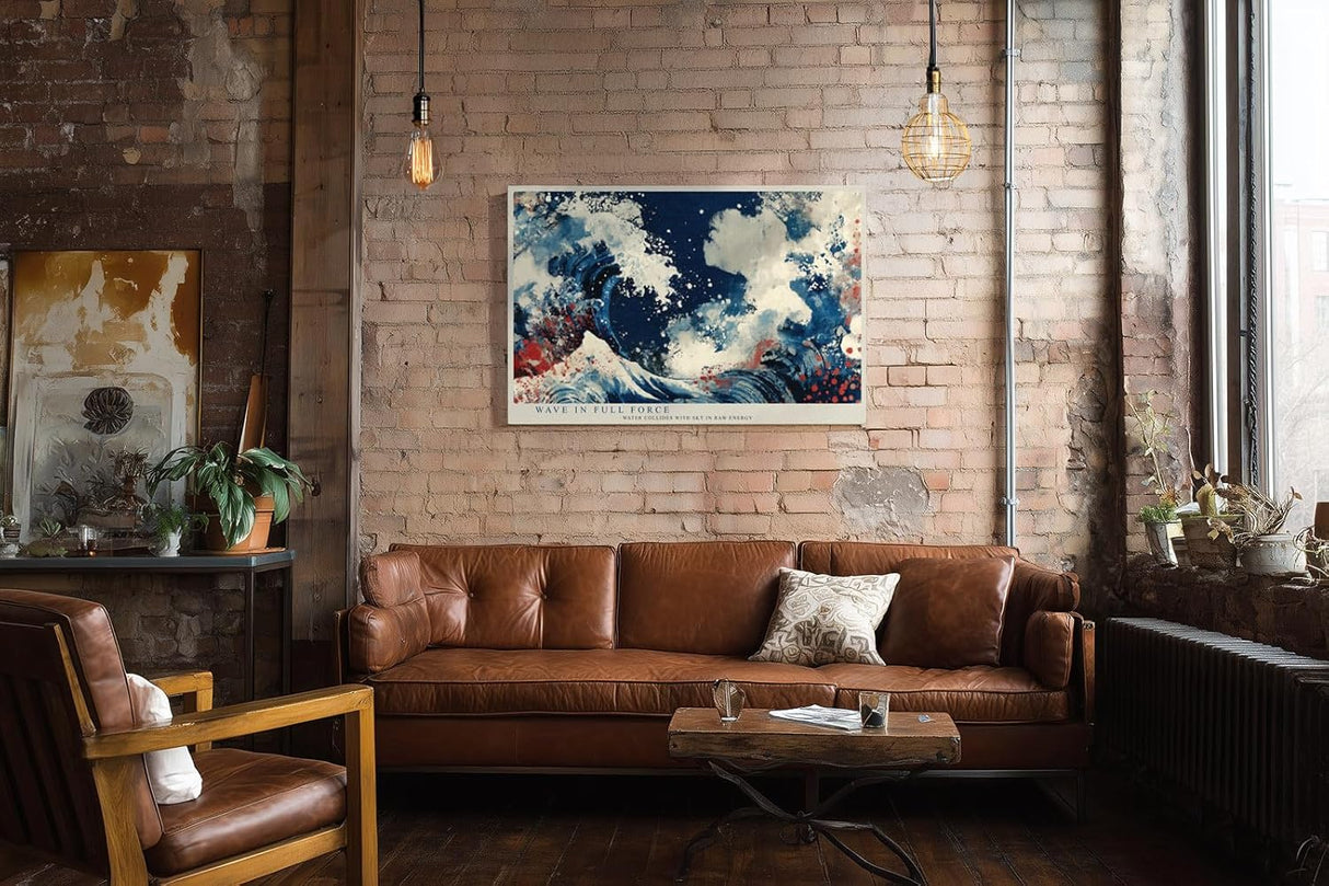 Paul Sinus Wandbild 120x80cm Abstrakte Welle Meer Kunstmotiv Dynamische Meeresbewegung in moderner Farbkomposition