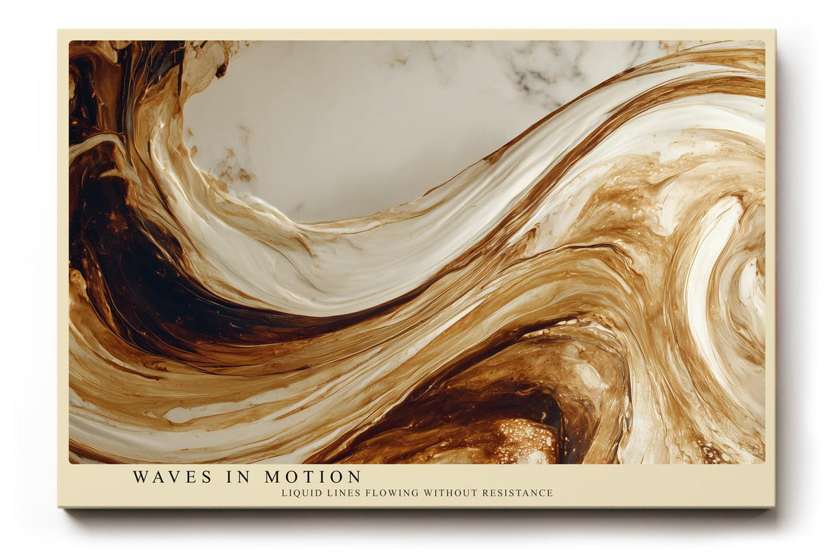 Paul Sinus Wandbild 120x80cm abstrakte Wellen Kunst modern beige braun fliessende Formen Kunstdruck grosses Wandbild 120x80cm elegante Wanddekoration fuer Wohnzimmer Büro
