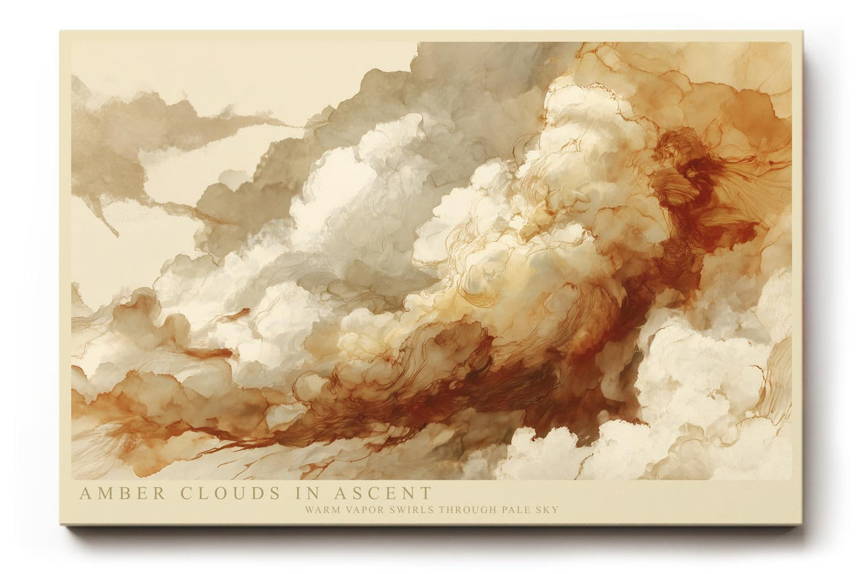 Paul Sinus Wandbild 120x80cm Abstrakte Wolken in Amber Tönen Moderne Kunst mit Luftigen Formen für Wohnzimmer Schlafzimmer