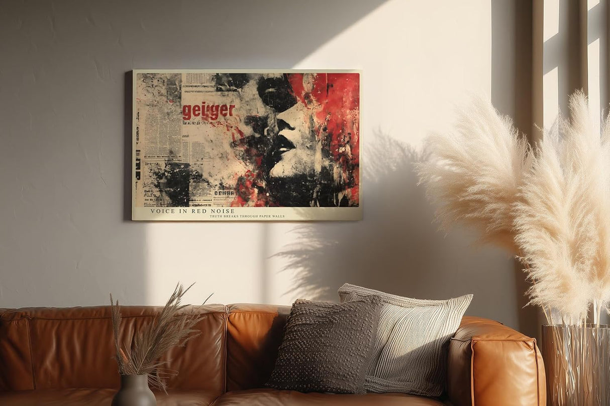 Paul Sinus Wandbild 120x80cm Abstrakte Zeitung Collage Portrait LeinWandbild 120x80cm Moderne Kunst Wanddekoration