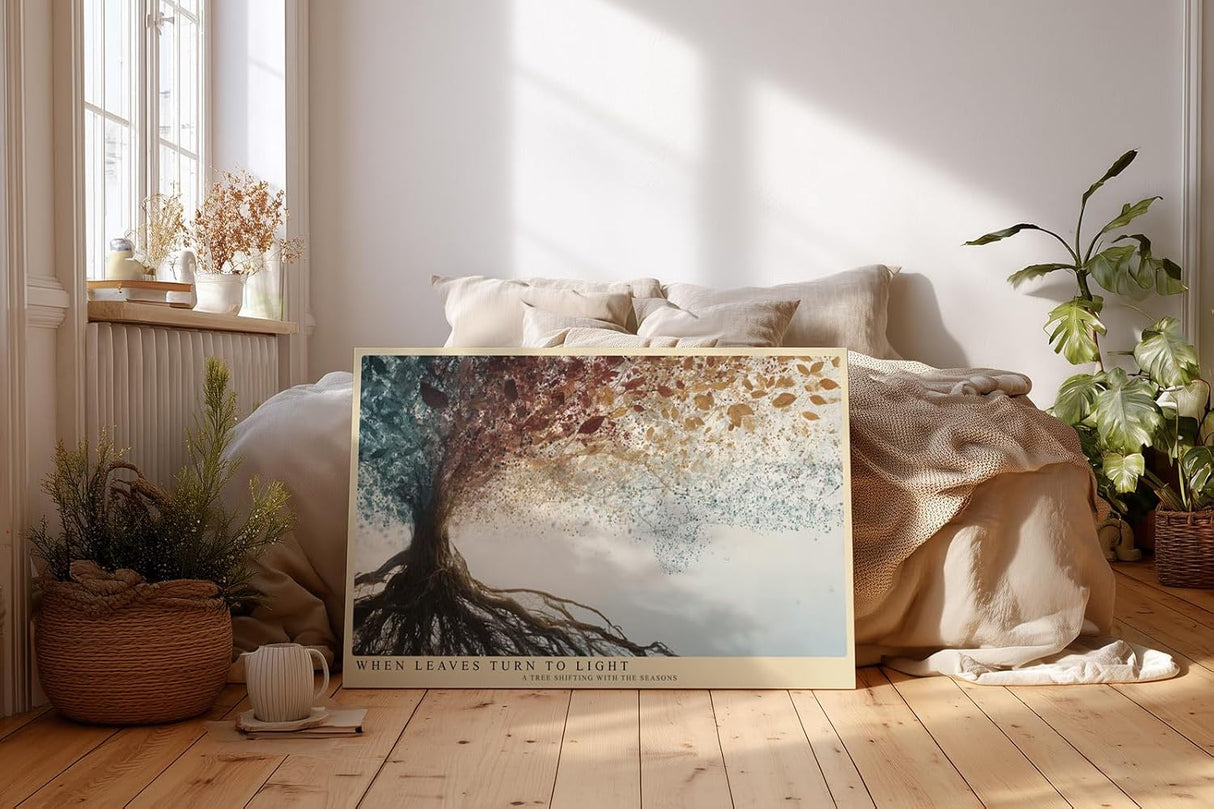 Paul Sinus Wandbild 120x80cm abstrakter Baum Jahreszeiten Kunst modern naturfarben Kunstdruck grosses Natur Kunstbild stilvolle Wanddekoration fuer Wohnzimmer Büro Flur