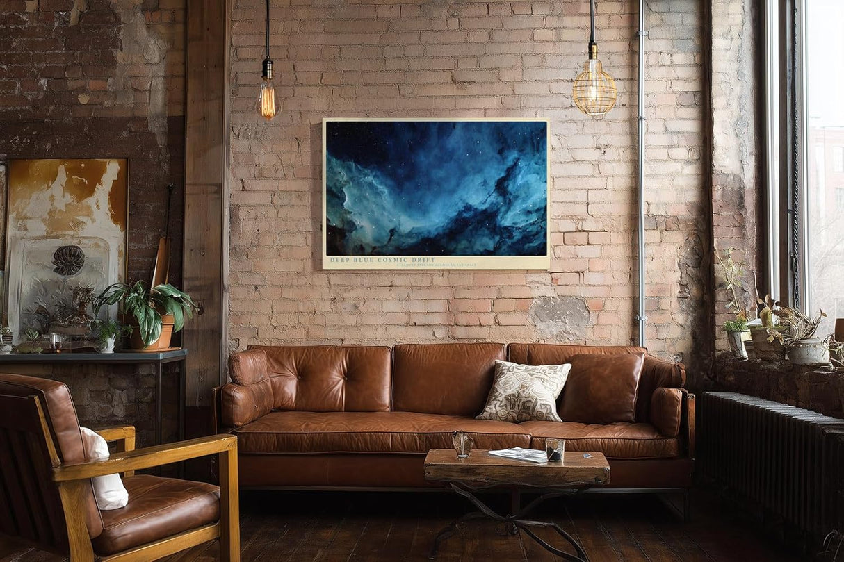 Paul Sinus Wandbild 120x80cm Abstrakter Kosmos in Blau Galaxie Nebel Moderne Weltraum Kunst für Wohnzimmer Büro Schlafzimmer