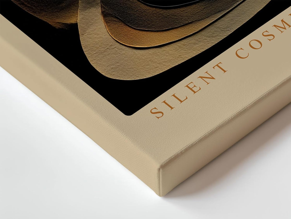 Paul Sinus Wandbild 120x80cm abstrakter Planet moderne Weltraum Kunst gold schwarz kosmische Formen Kunstdruck elegante