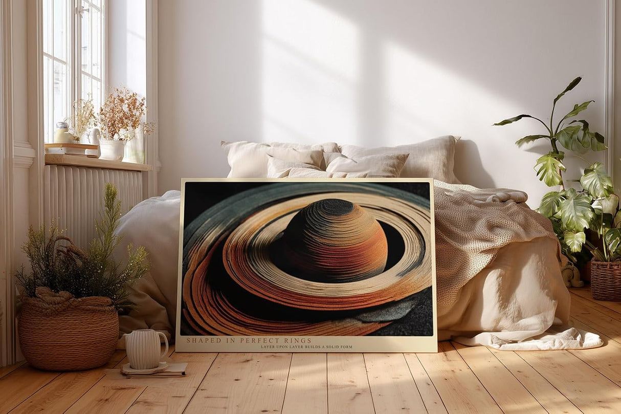 Paul Sinus Wandbild 120x80cm abstrakter Planet Ringe moderne Weltraumkunst geometrisches Design stilvolle Wanddekoration fuer Wohnzimmer Büro