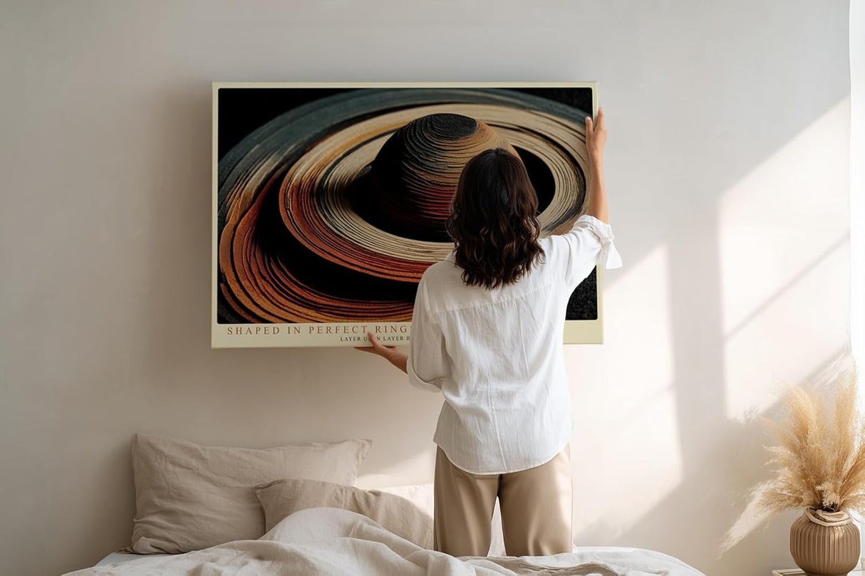 Paul Sinus Wandbild 120x80cm abstrakter Planet Ringe moderne Weltraumkunst geometrisches Design stilvolle Wanddekoration fuer Wohnzimmer Büro