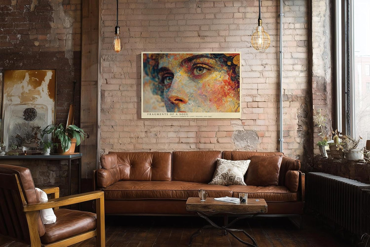 Paul Sinus Wandbild 120x80cm Abstraktes Frauenportrait Kunstmotiv Farbenreiche moderne Gesicht Illustration mit kuenstlerischer Struktur