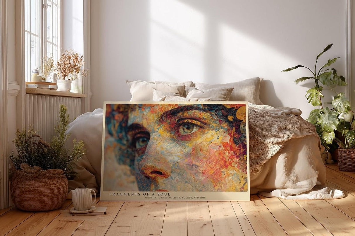 Paul Sinus Wandbild 120x80cm Abstraktes Frauenportrait Kunstmotiv Farbenreiche moderne Gesicht Illustration mit kuenstlerischer Struktur