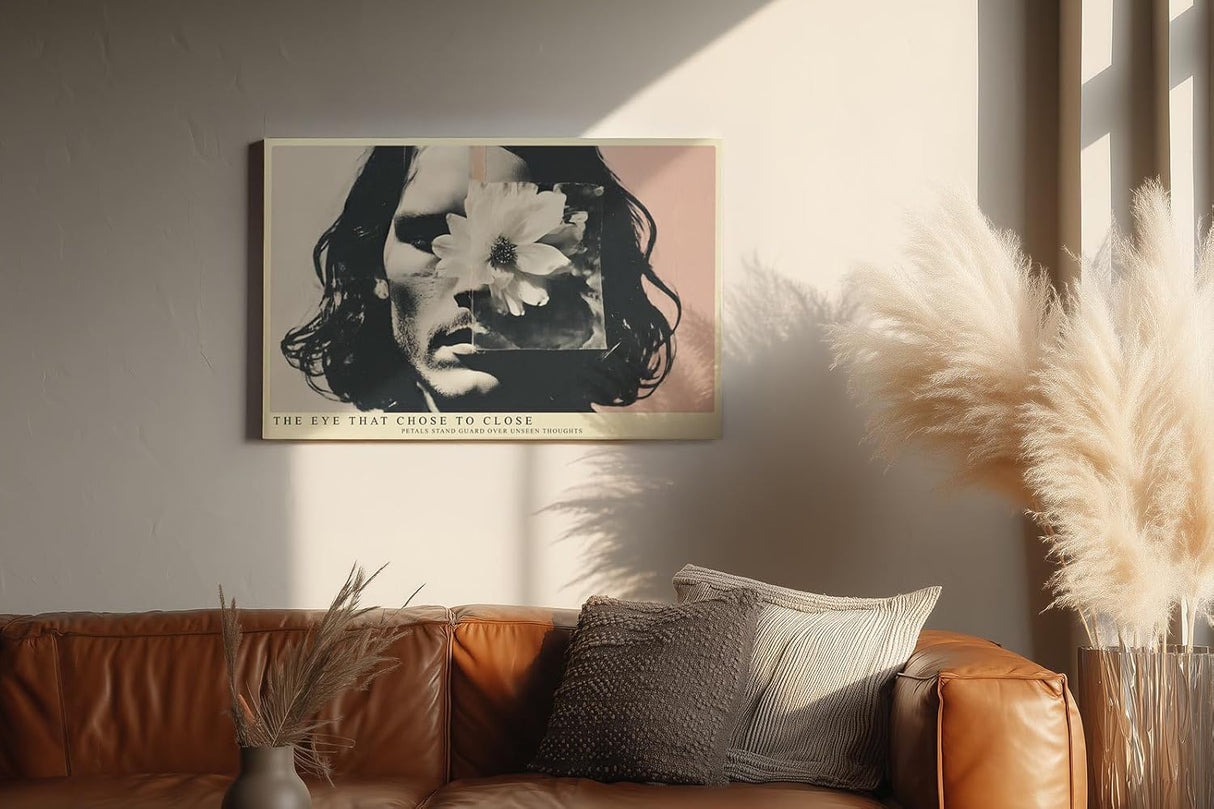 Paul Sinus Wandbild 120x80cm Abstraktes Frauenportrait mit Blume Moderne Collage Kunstmotiv Minimalistische Fotokunst in sanften Farben