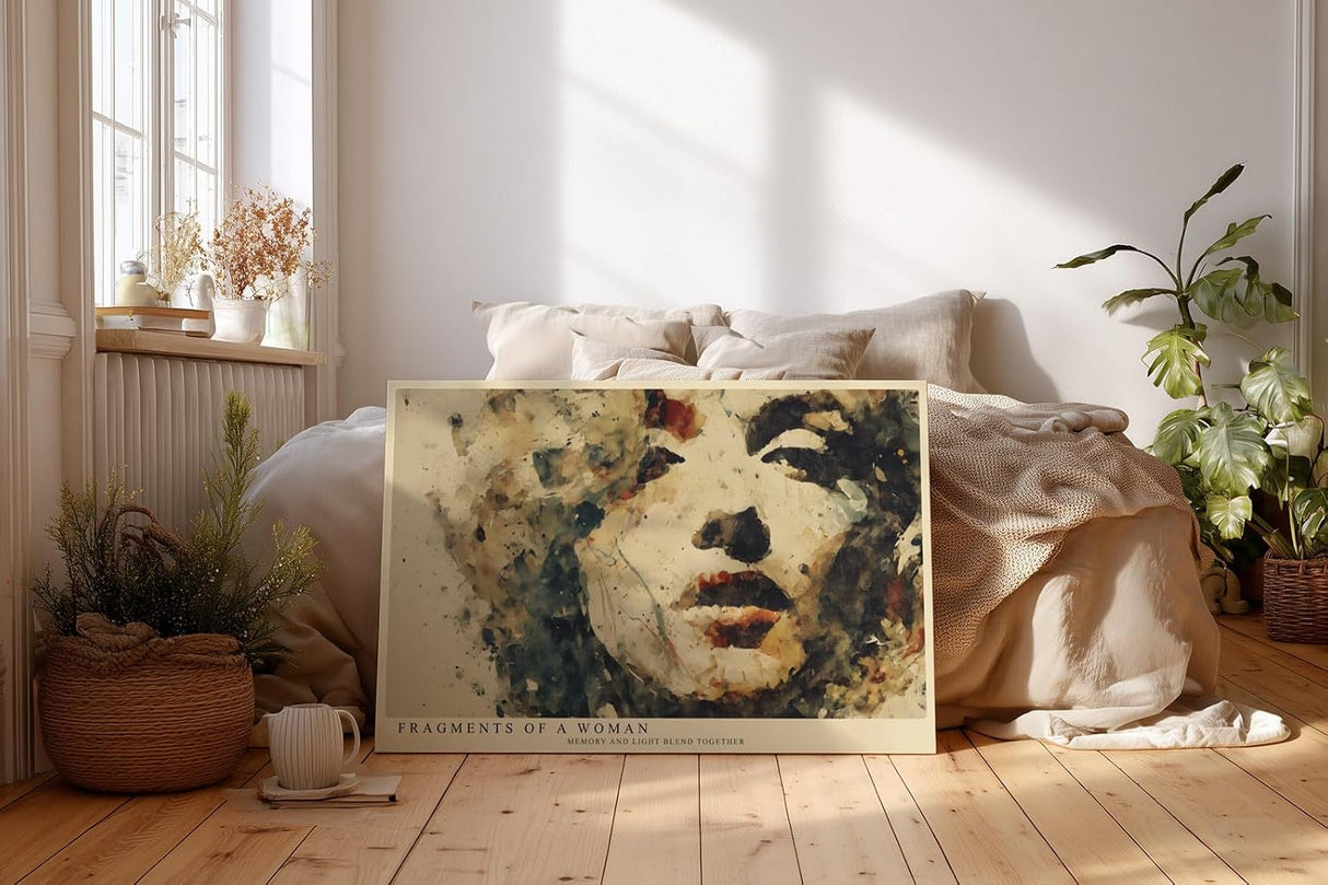 Paul Sinus Wandbild 120x80cm Abstraktes Frauenporträt in Aquarell – Künstlerische Gesichtskomposition mit weichen Farbstrukturen