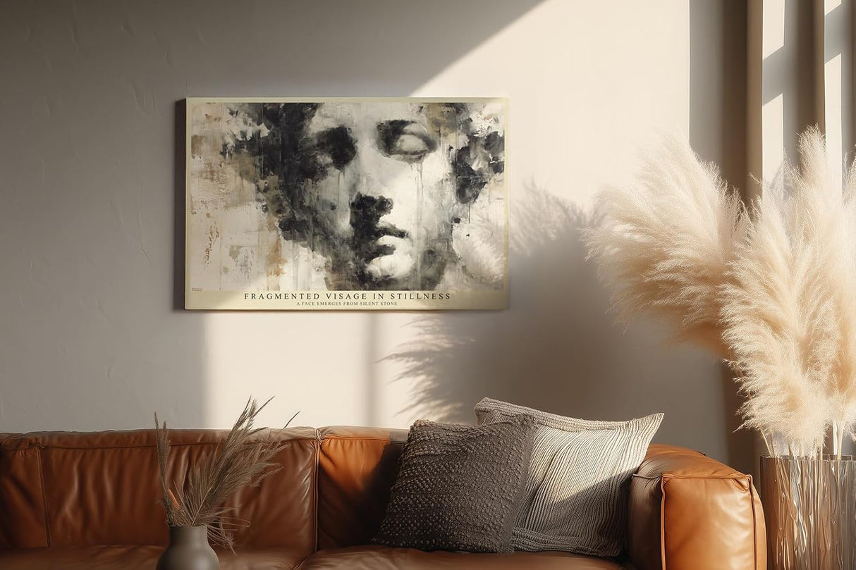 Paul Sinus Wandbild 120x80cm Abstraktes Gesicht Moderne Portrait Kunst Minimalistische Darstellung in Schwarz Weiss