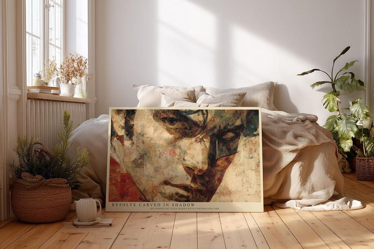 Paul Sinus Wandbild 120x80cm Abstraktes Maennerportraet Ausdrucksstarke Moderne Portraitkunst in warmen Erdtoenen fuer Wohnzimmer Büro und Galerie